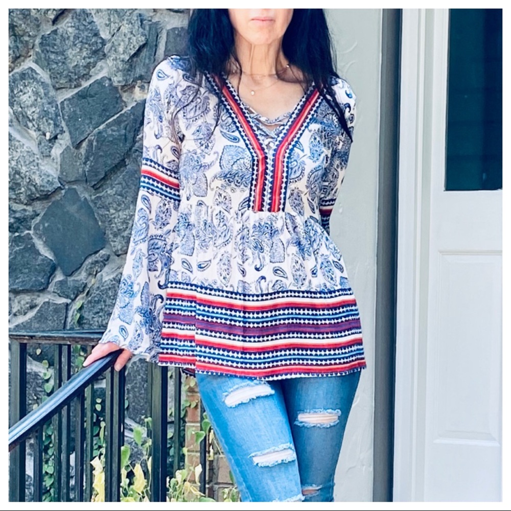 GYPSY CHIC LONG SLEEVES PRINT TOP - Picture 5 of 13